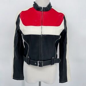 Urban Outfitters Red and Black Leather Jacket